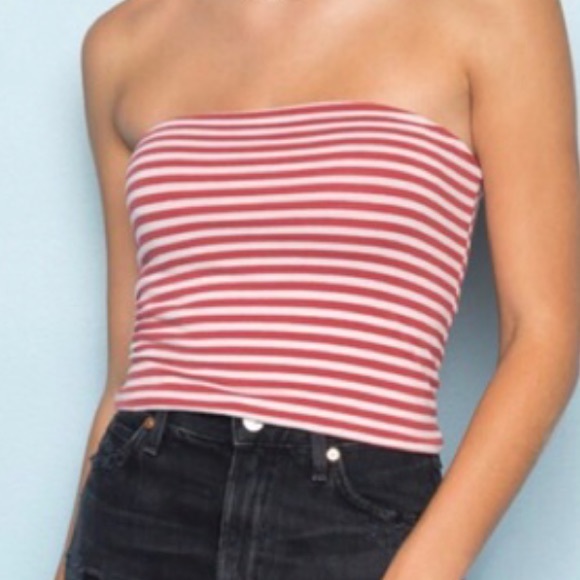 Brandy Melville Tops - brandy melville red and white striped tube top